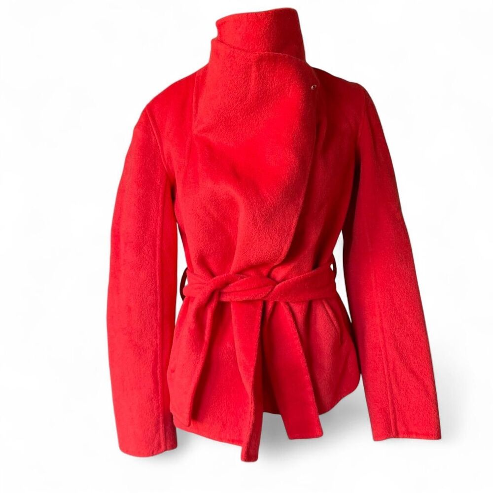 etcetera Women's Red wool belted coat, size 2/small - Picture 2 of 8